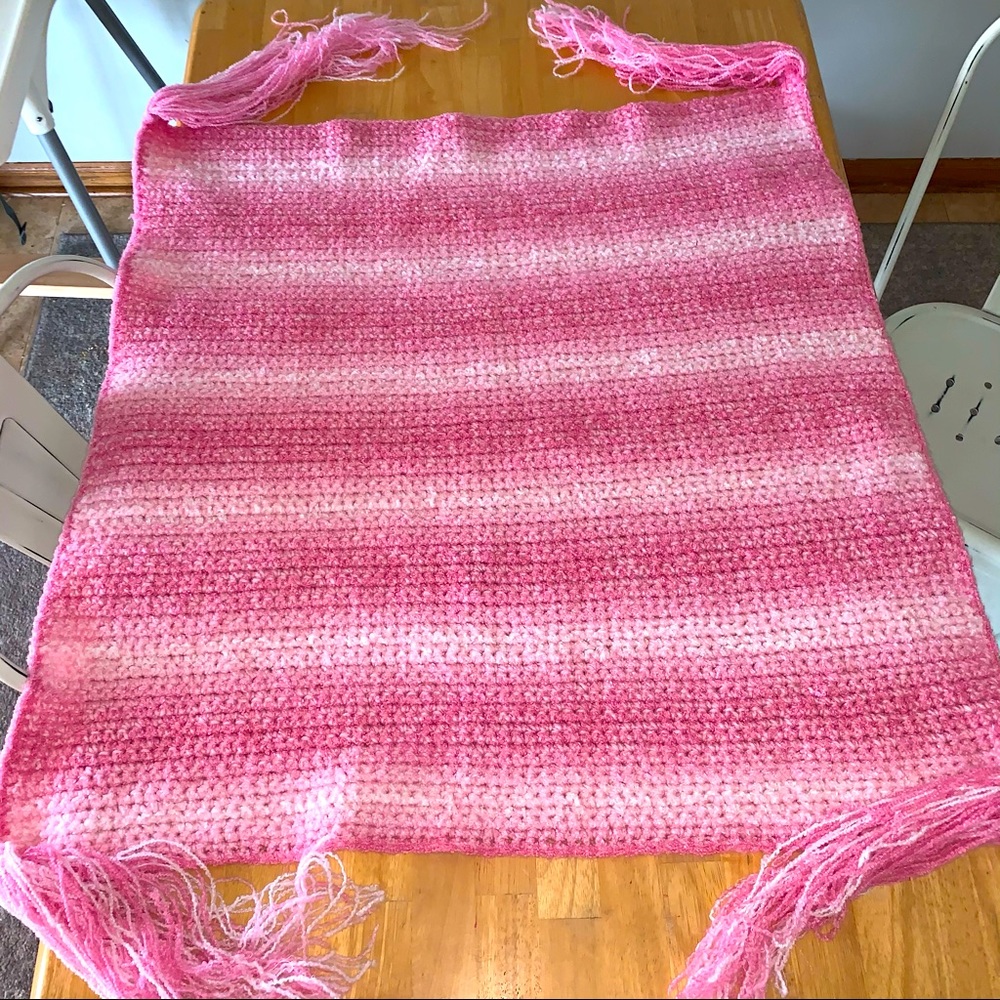 Pink tassle baby Blanket Handmade